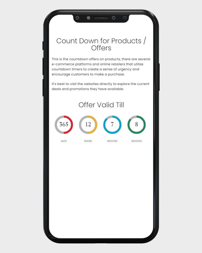 Countdown timer for product sale